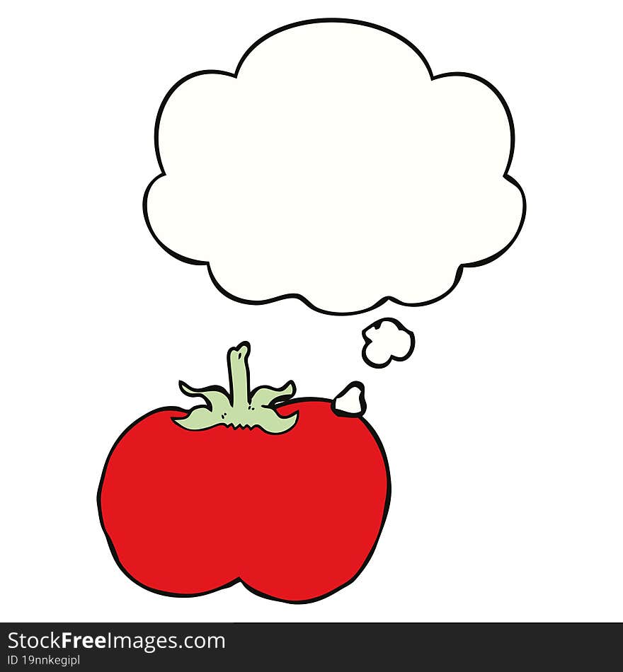 Cartoon Tomato And Thought Bubble