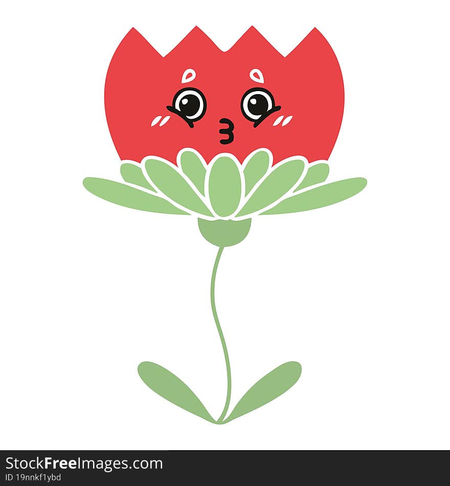 flat color retro cartoon of a flower