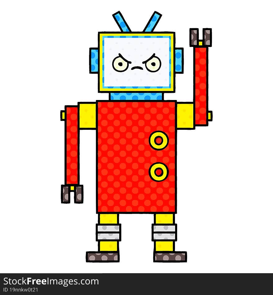 comic book style cartoon of a robot