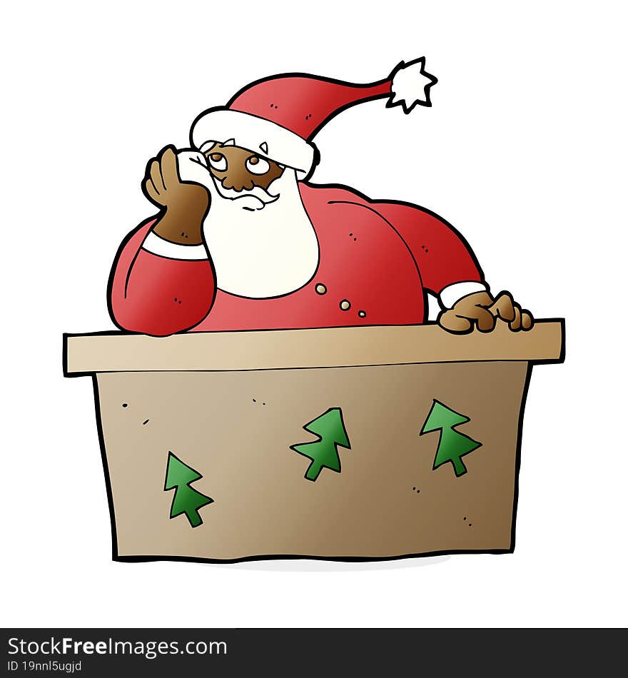 cartoon bored santa claus