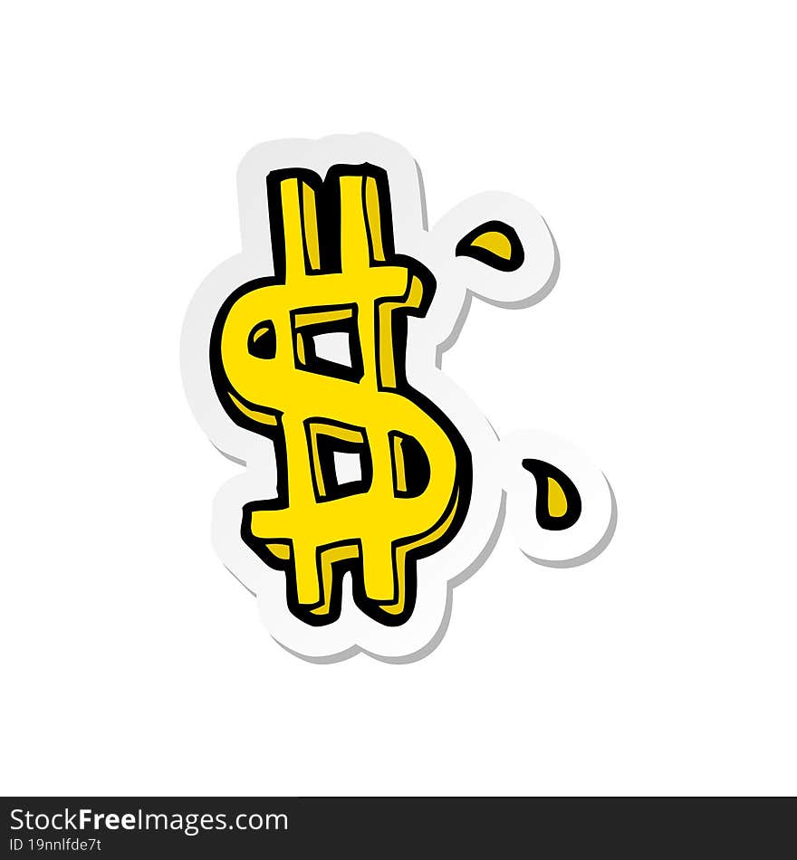 sticker of a cartoon dollar symbol