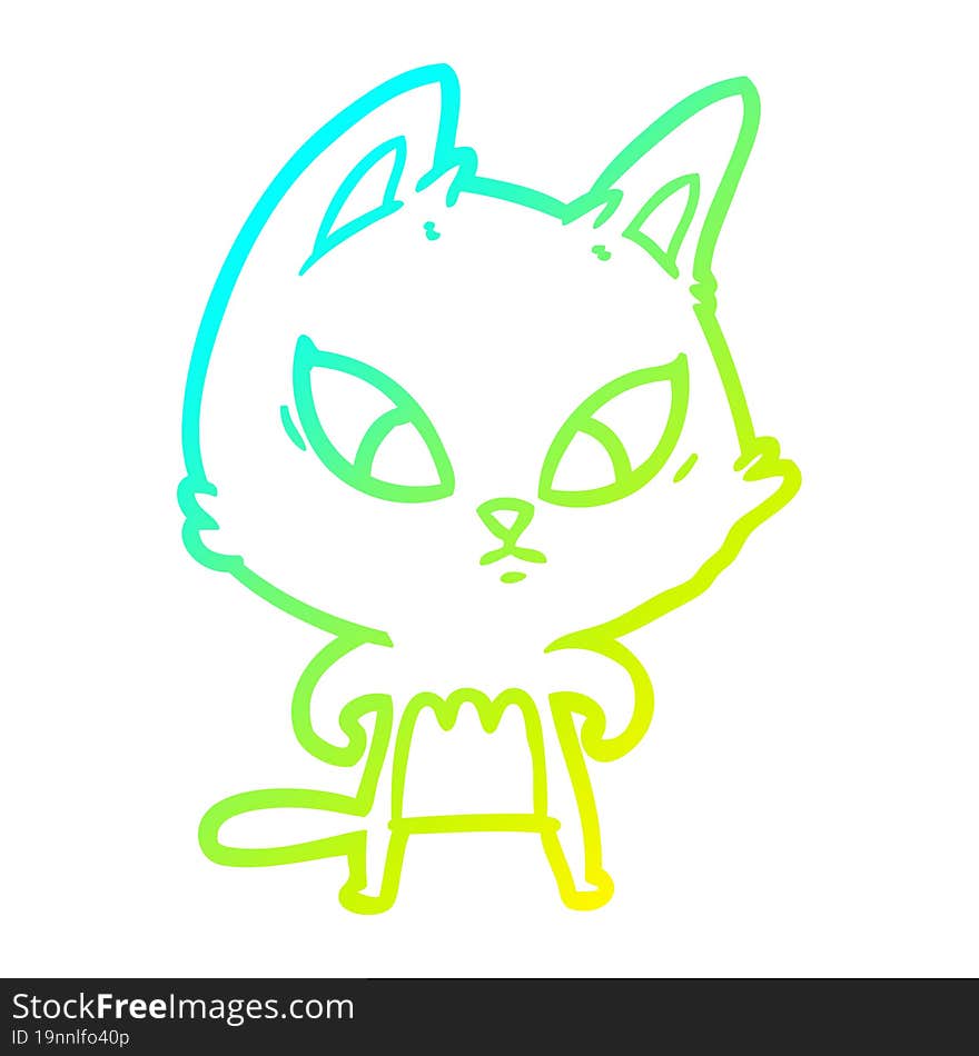 cold gradient line drawing confused cartoon cat