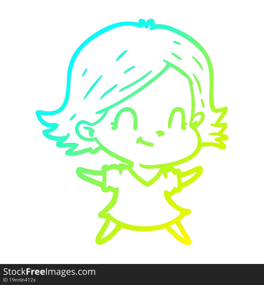 cold gradient line drawing cartoon friendly girl