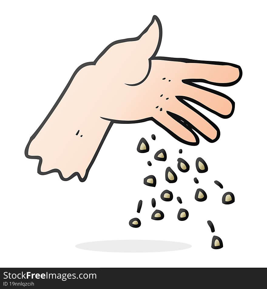 Cartoon Hand Spreading Seeds