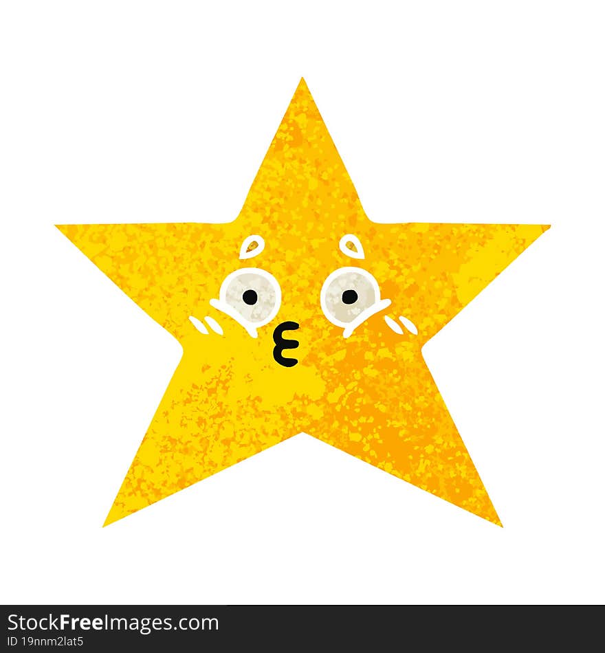 retro illustration style cartoon gold star