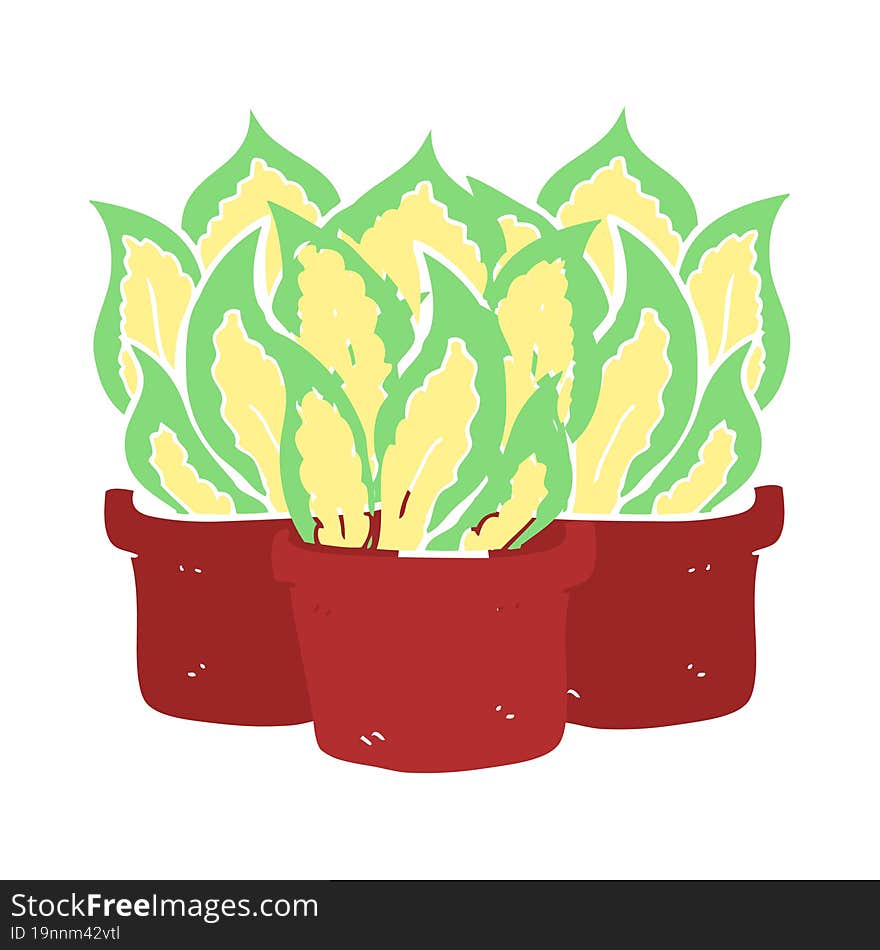 Flat Color Illustration Of A Cartoon House Plants