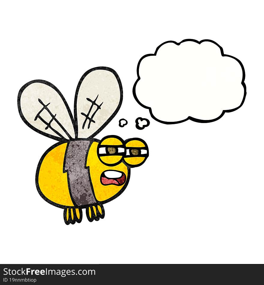 Thought Bubble Textured Cartoon Bee