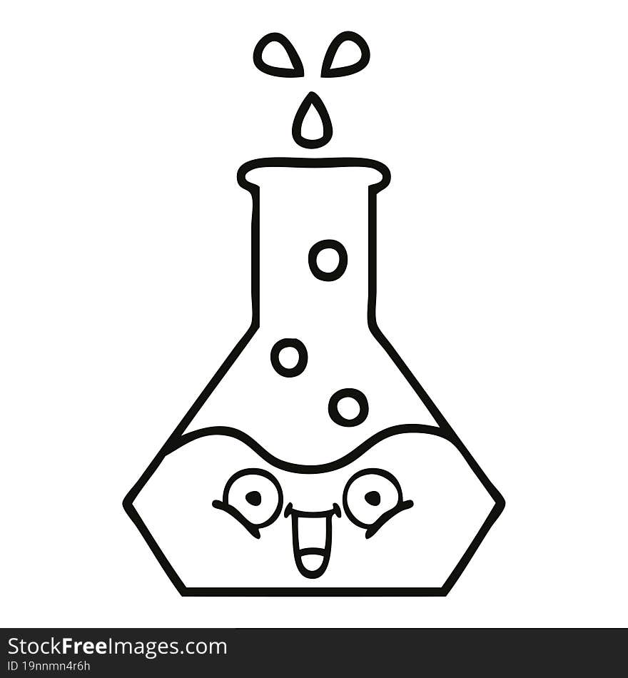 line drawing cartoon science beaker