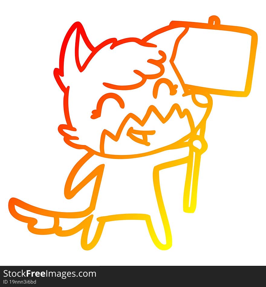 warm gradient line drawing happy cartoon fox