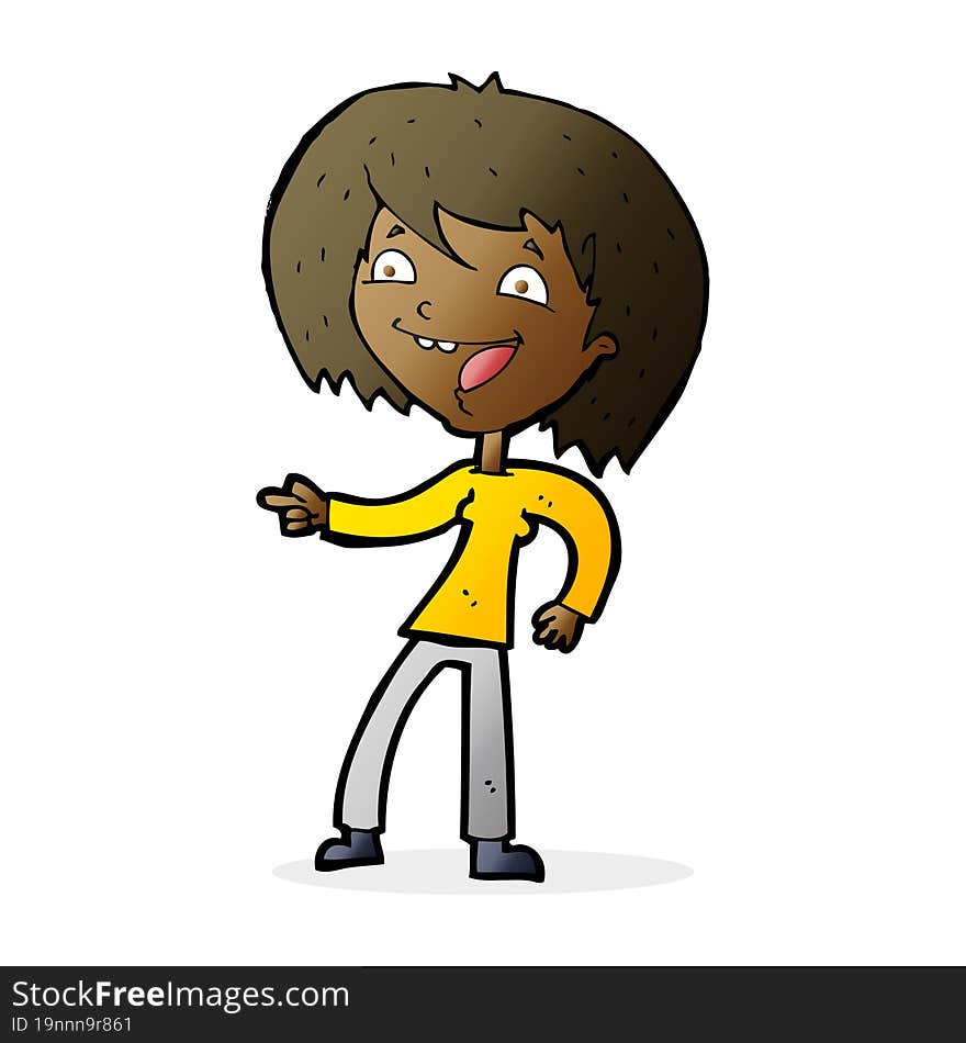 Cartoon Woman Laughing And Pointing