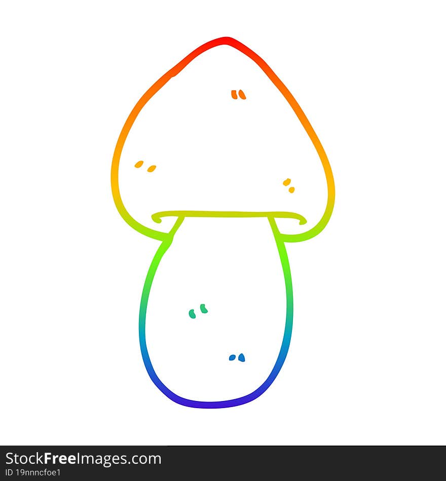 Rainbow Gradient Line Drawing Cartoon Mushroom