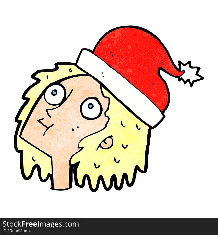 cartoon woman wearing christmas hat