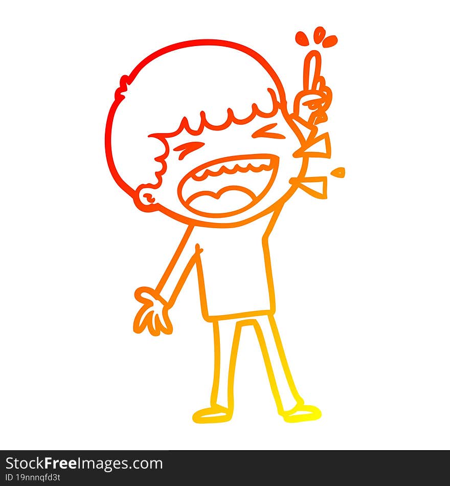 warm gradient line drawing of a cartoon laughing man