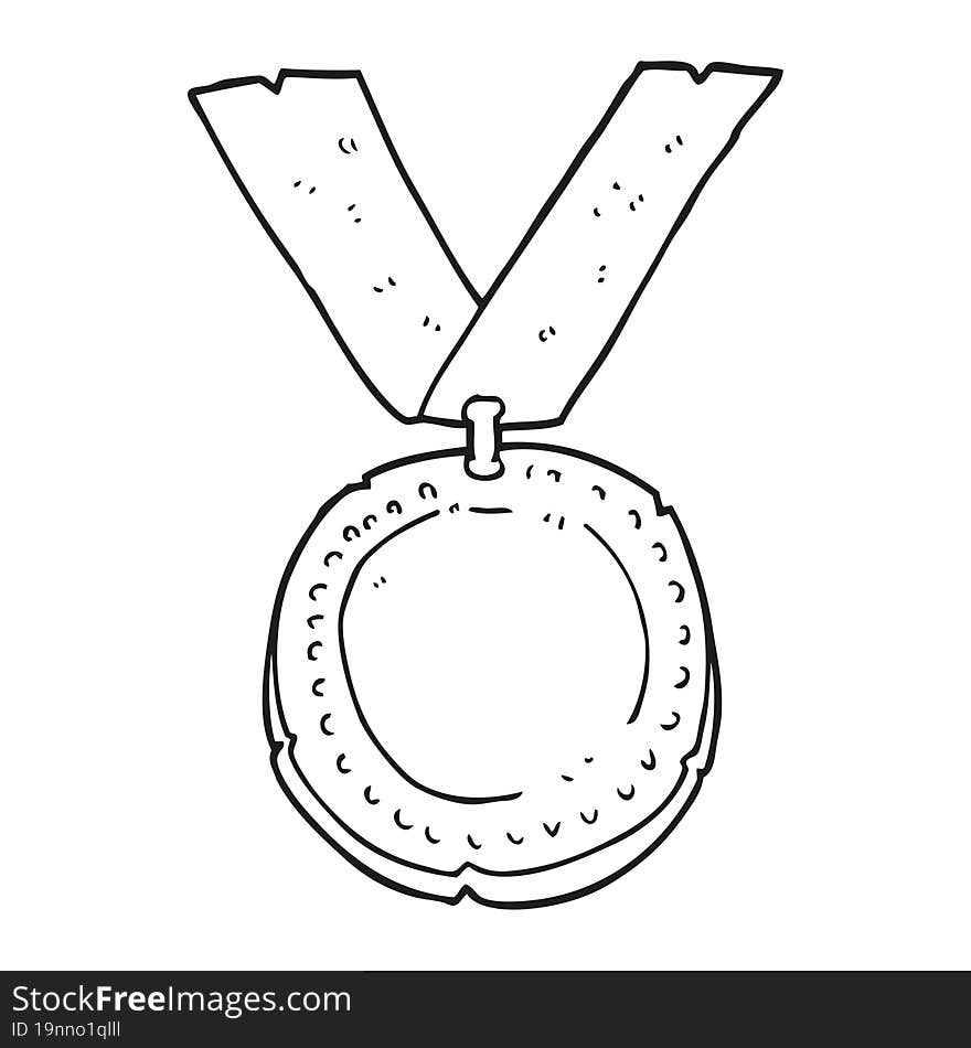 black and white cartoon medal