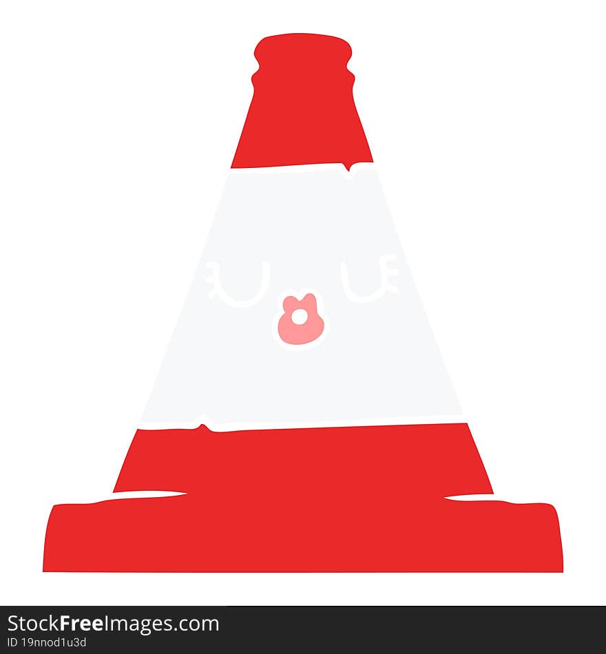 Flat Color Style Cartoon Road Traffic Cone