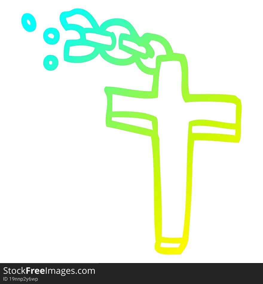 cold gradient line drawing cartoon silver cross