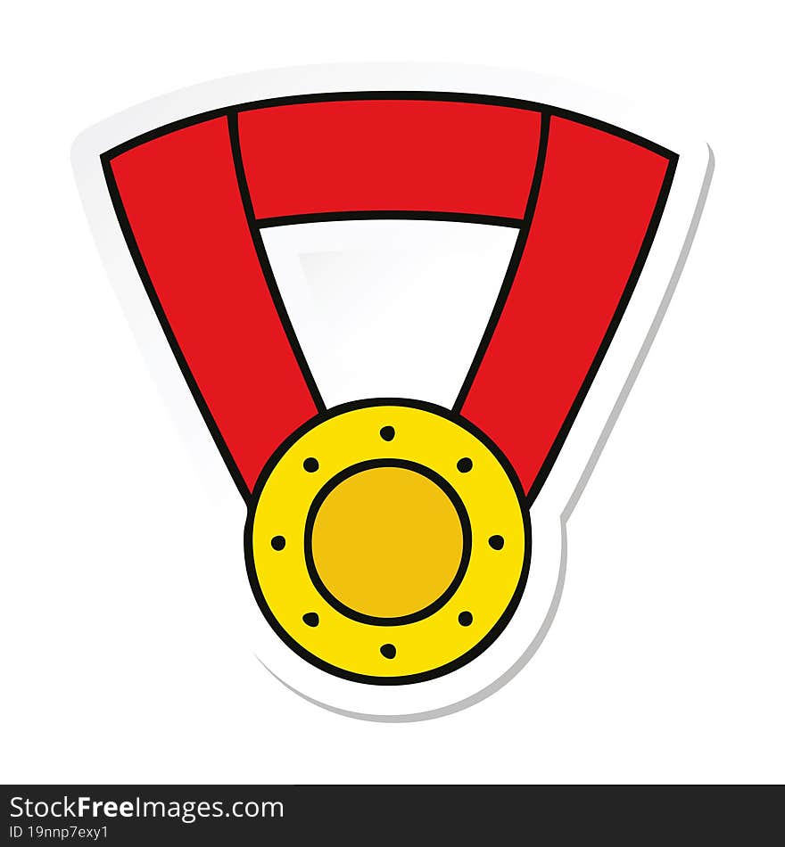 sticker of a cute cartoon gold medal