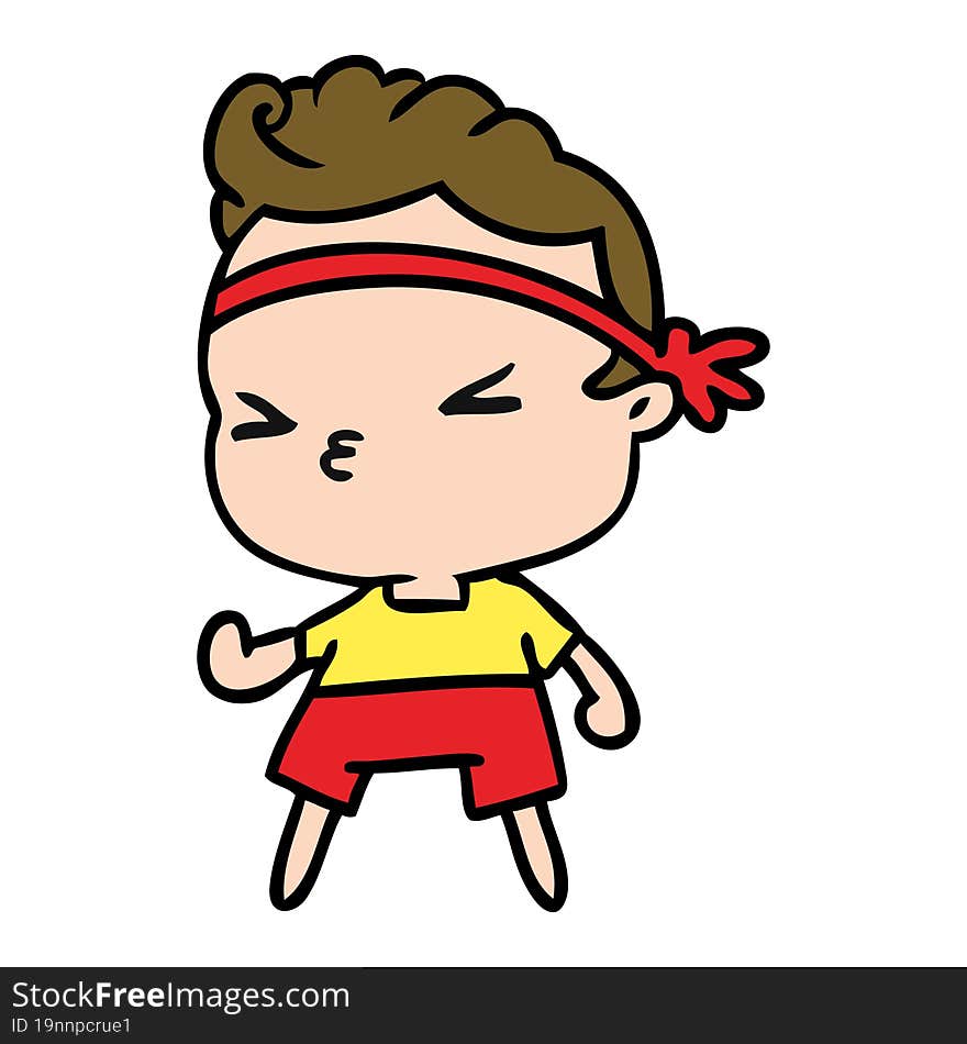 cartoon kawaii working out boy