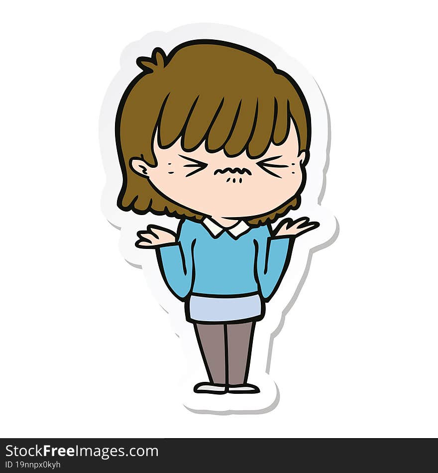 Sticker Of A Annoyed Cartoon Girl