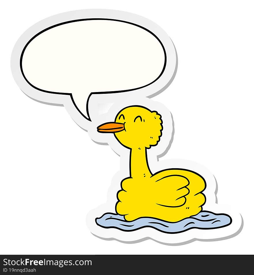 cartoon swimming duck with speech bubble sticker