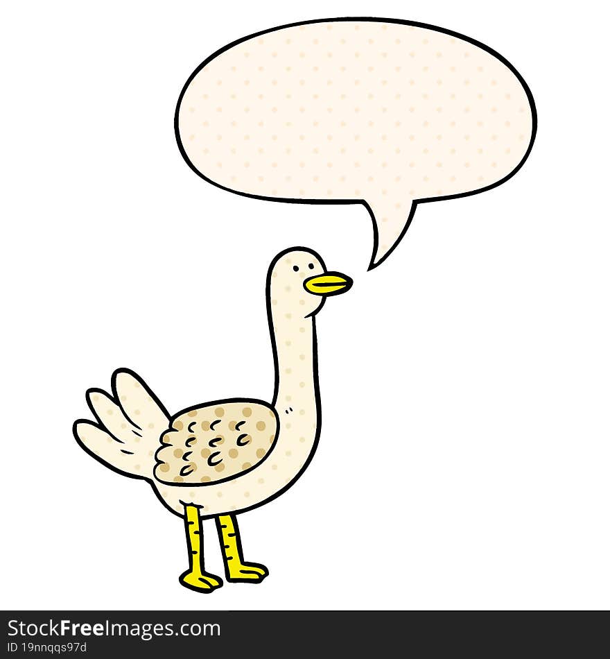 cartoon bird and speech bubble in comic book style