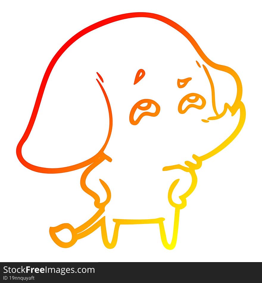 warm gradient line drawing cartoon elephant remembering