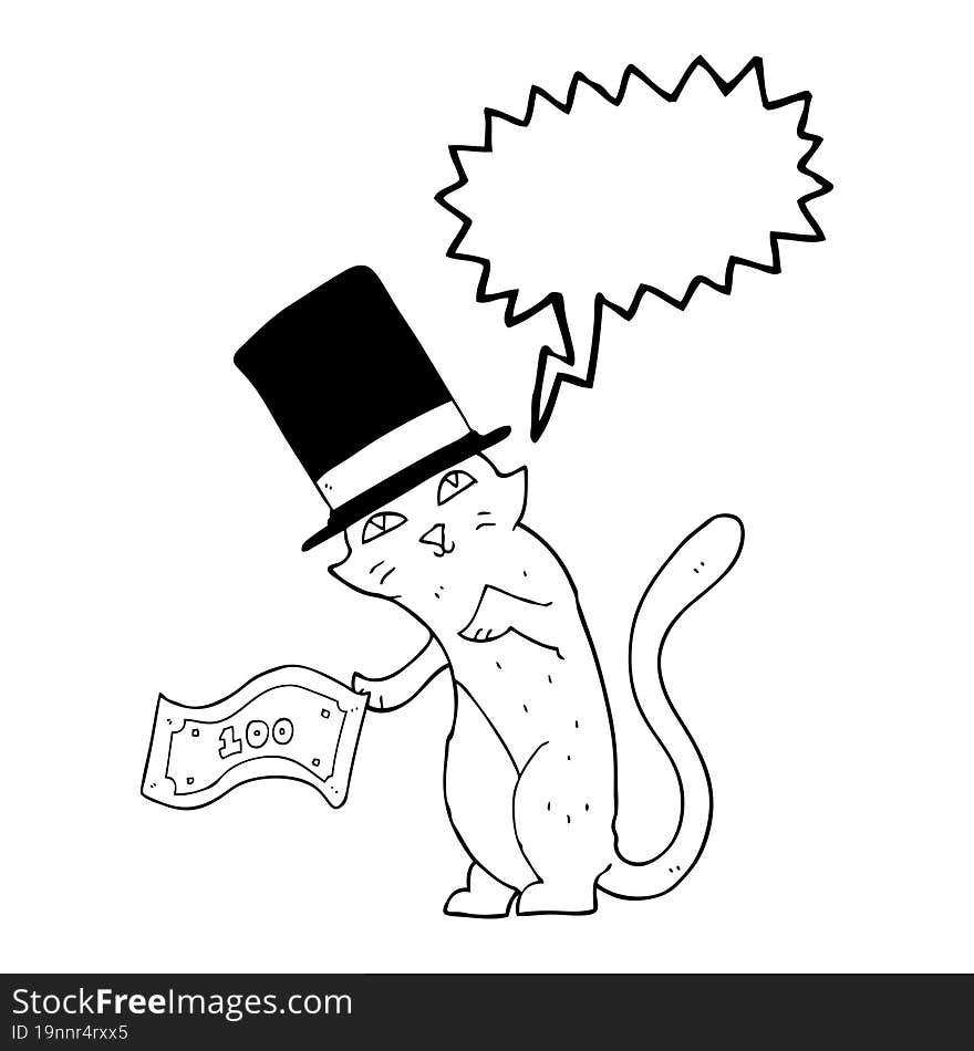 freehand drawn speech bubble cartoon rich cat