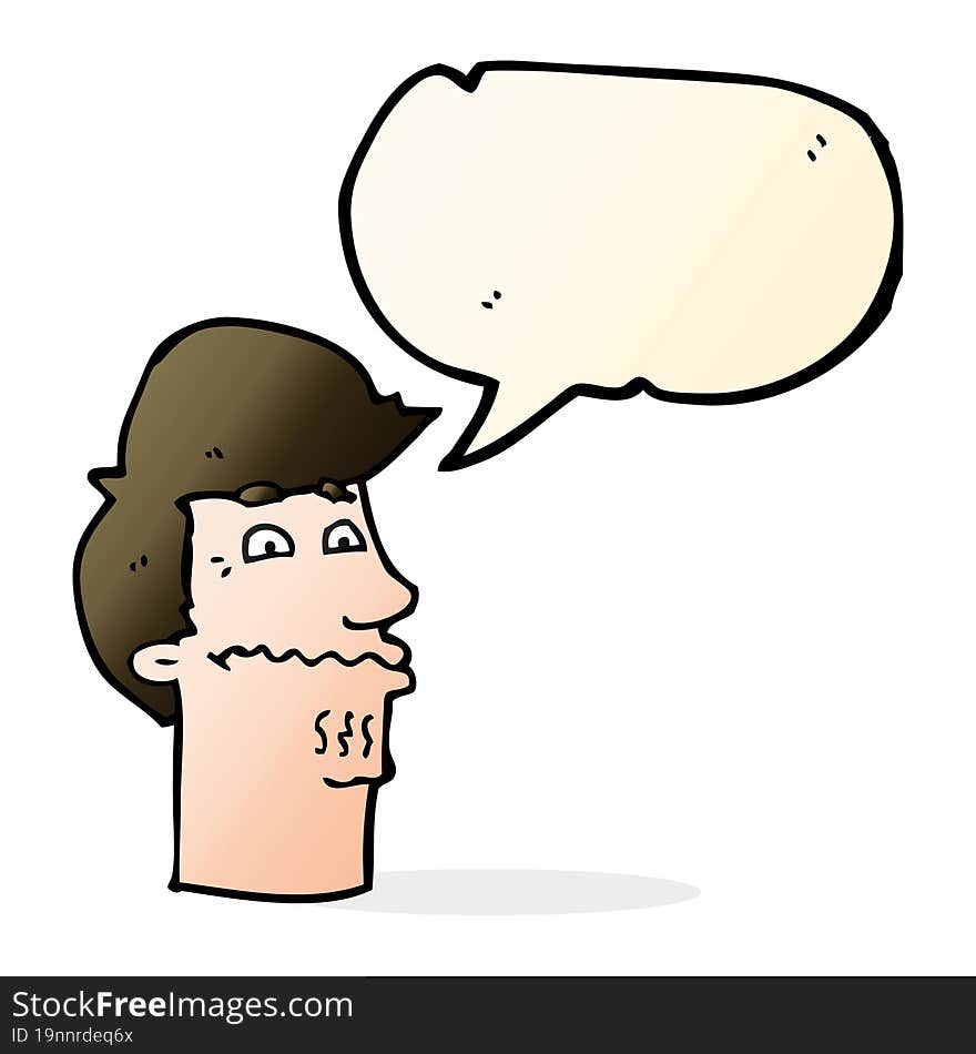 cartoon nervous man with speech bubble