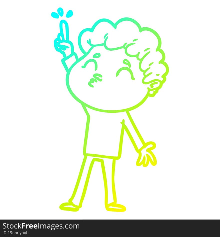 cold gradient line drawing cartoon man pouting