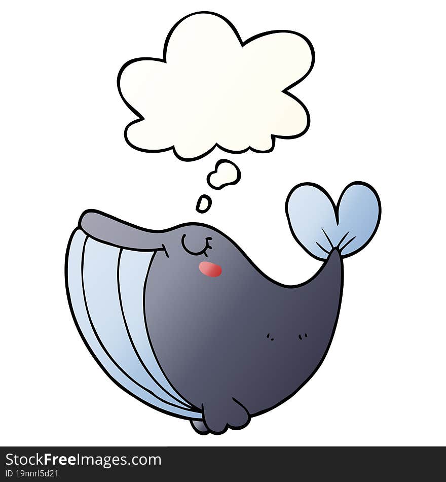 cartoon whale and thought bubble in smooth gradient style