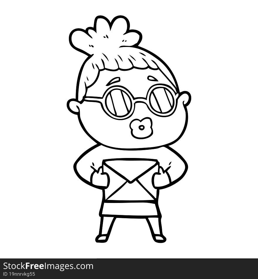 cartoon woman wearing sunglasses. cartoon woman wearing sunglasses