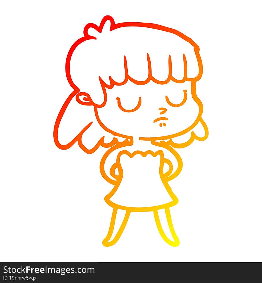 warm gradient line drawing cartoon indifferent woman