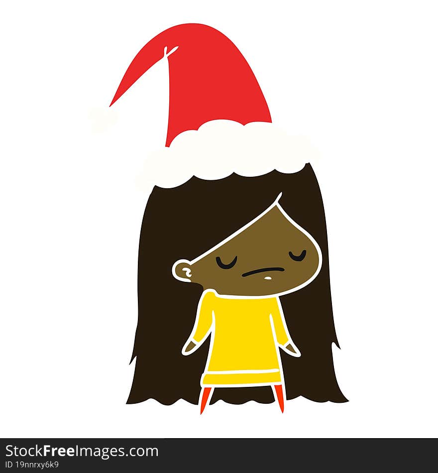 hand drawn christmas cartoon of kawaii girl