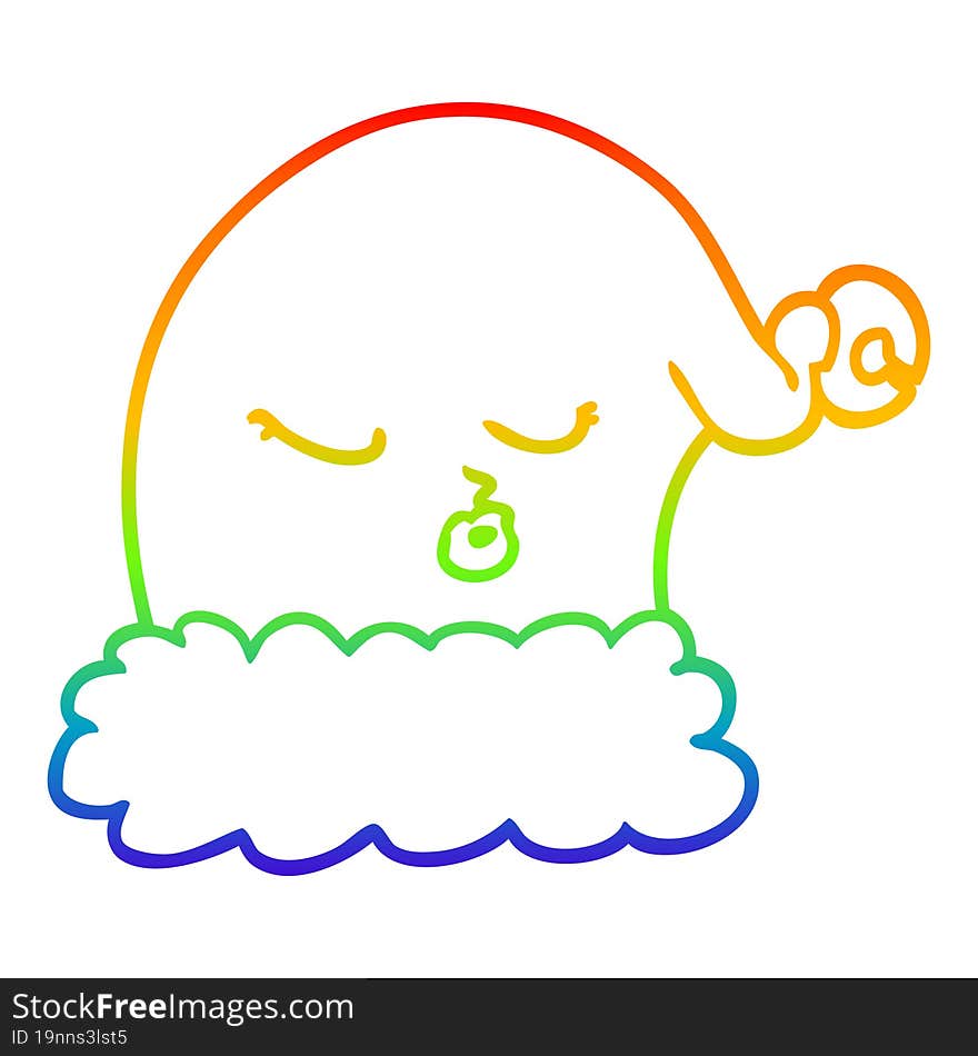 rainbow gradient line drawing cartoon christmas santa hat