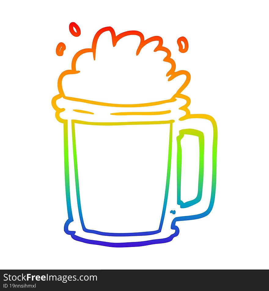 rainbow gradient line drawing pint of ale