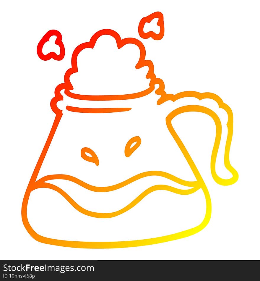 Warm Gradient Line Drawing Cartoon Coffee Jug