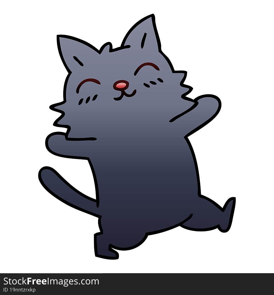 quirky gradient shaded cartoon cat