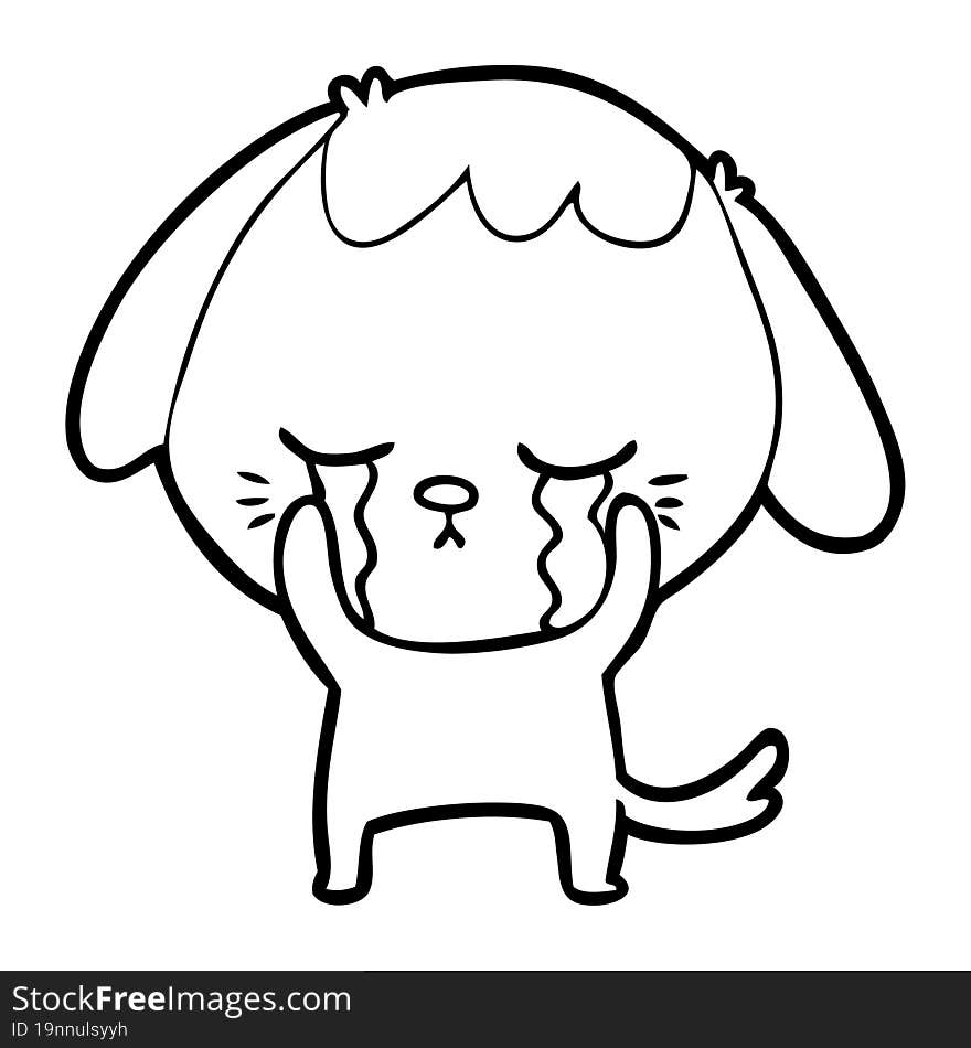 cute puppy crying cartoon. cute puppy crying cartoon