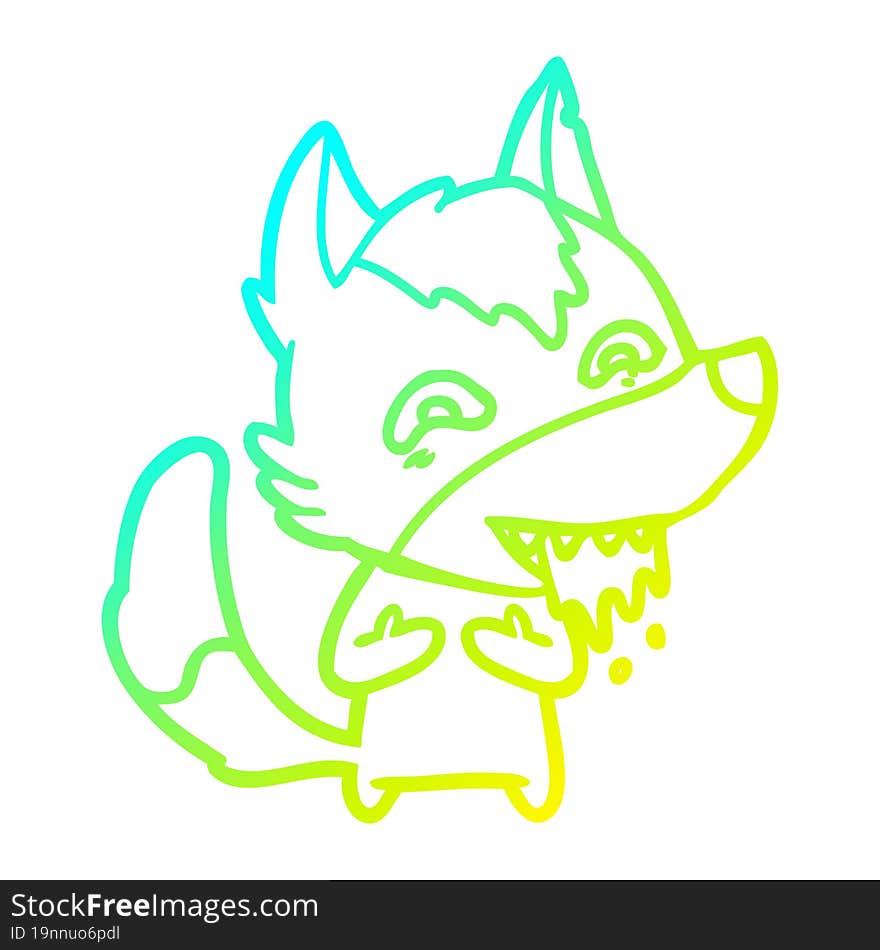 cold gradient line drawing cartoon hungry wolf