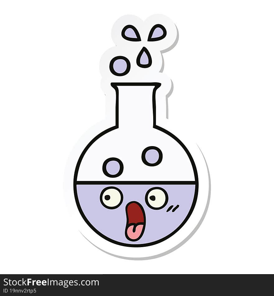 Sticker Of A Cute Cartoon Test Tube