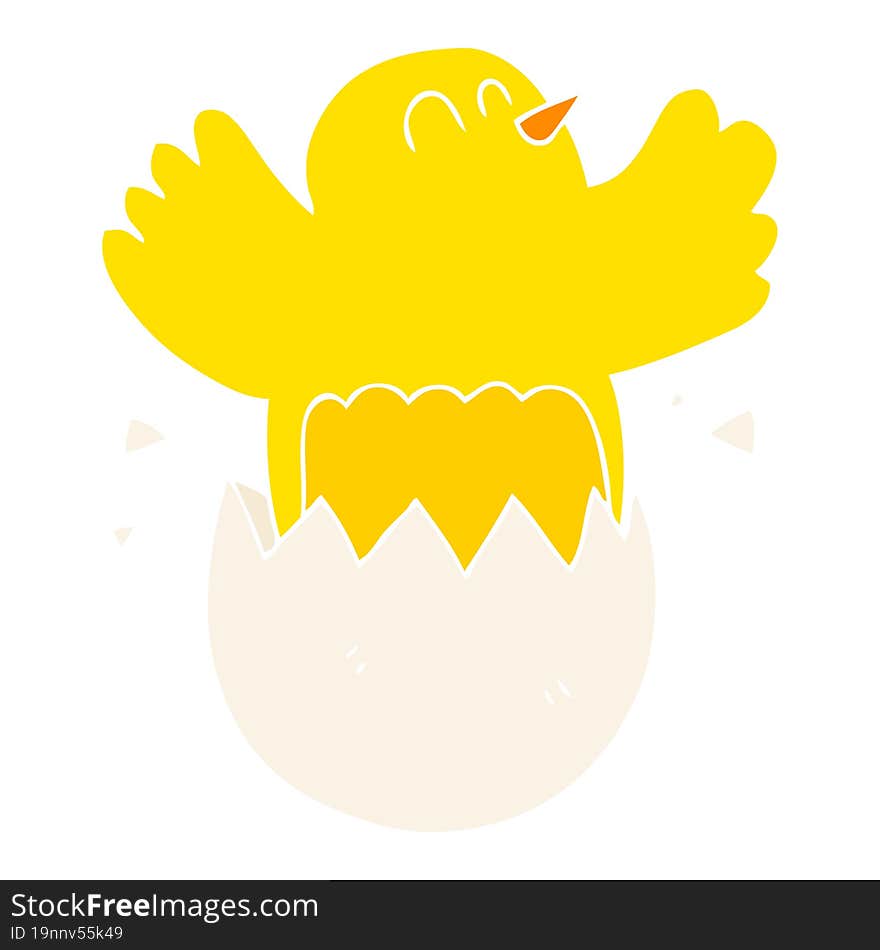 Flat Color Illustration Of A Cartoon Hatching Egg