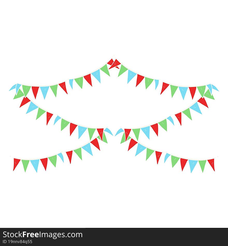 flat color illustration of a cartoon bunting flags