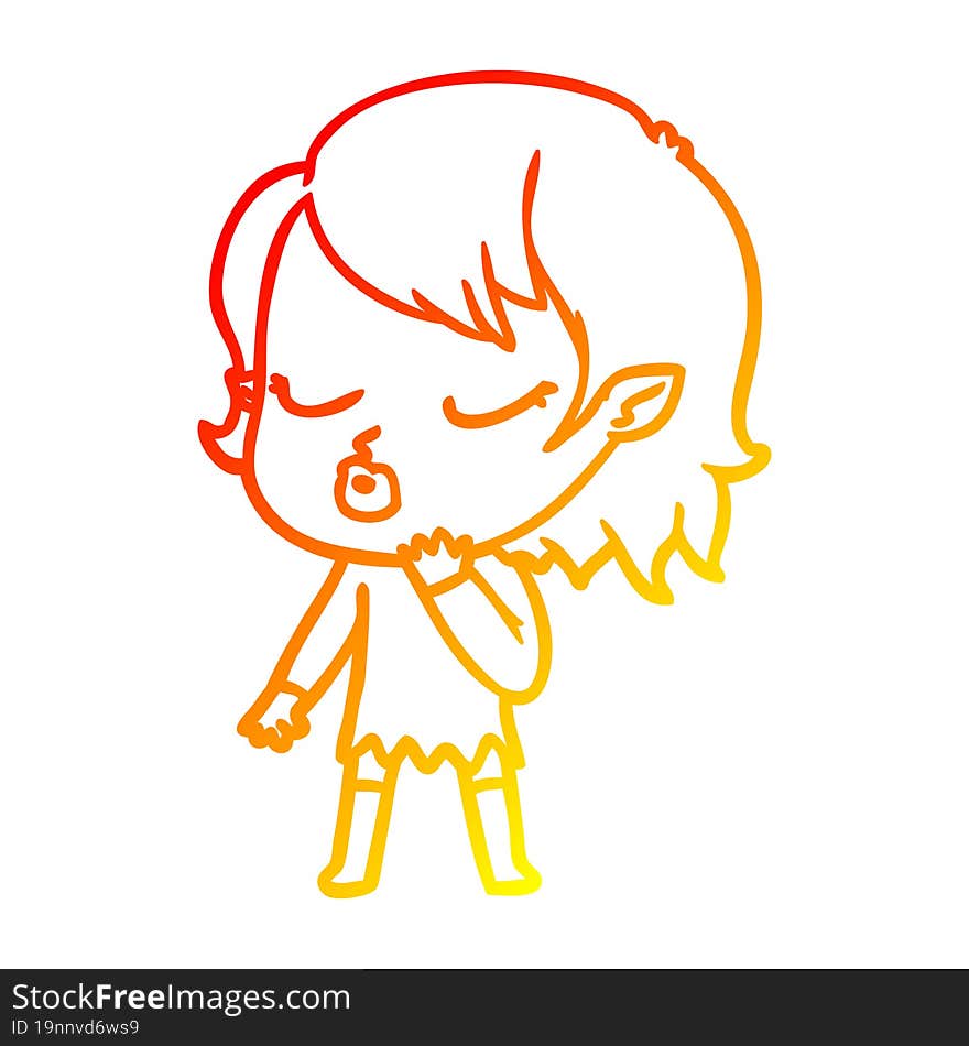 warm gradient line drawing cute cartoon vampire girl