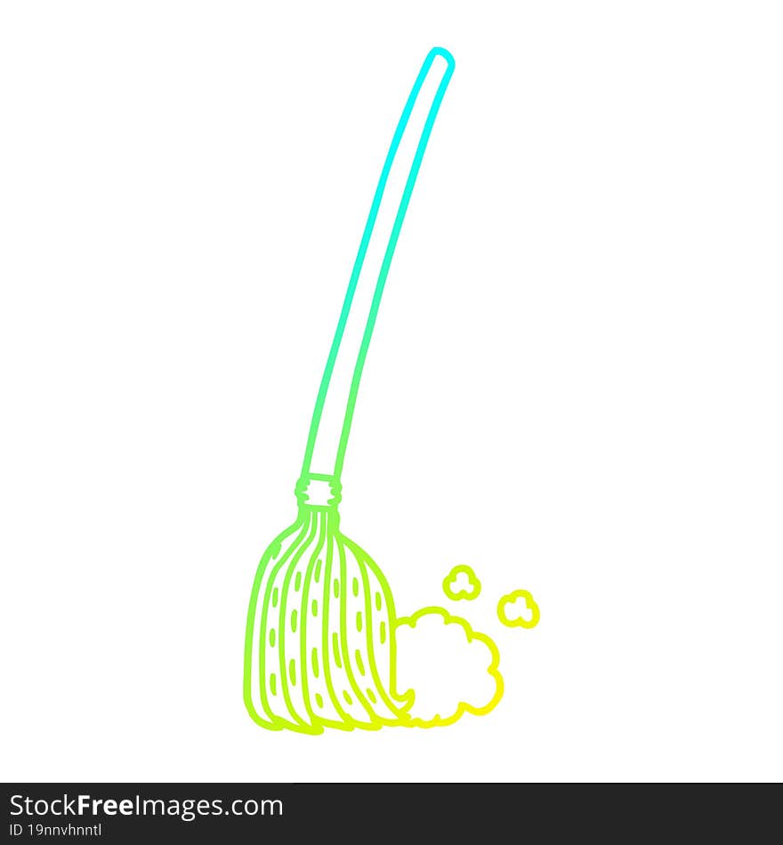 cold gradient line drawing cartoon broom sweeping