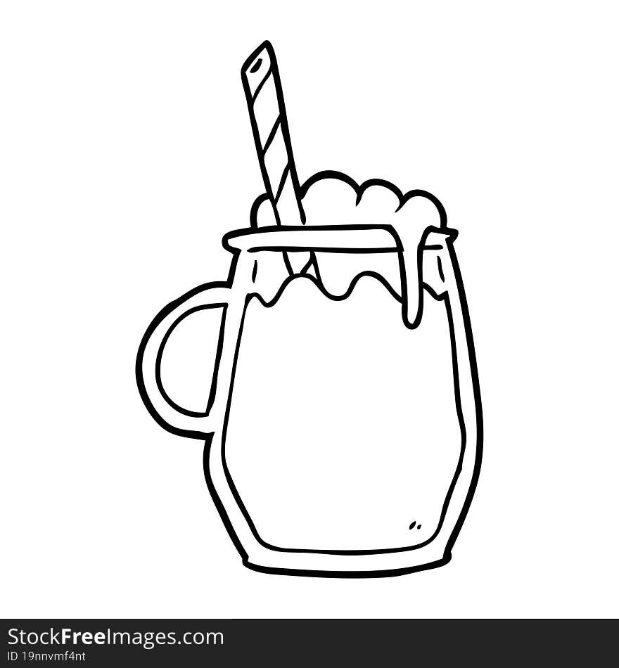 line drawing of a glass of root beer with straw. line drawing of a glass of root beer with straw