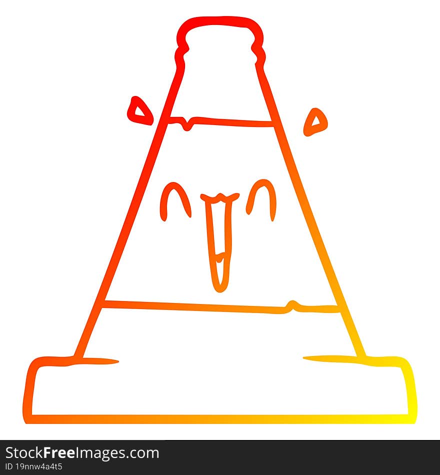 Warm Gradient Line Drawing Cartoon Road Traffic Cone