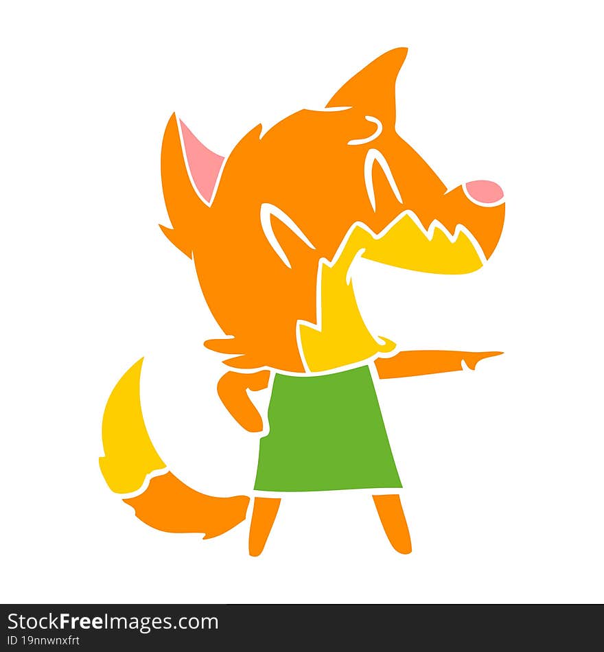 laughing fox flat color style cartoon