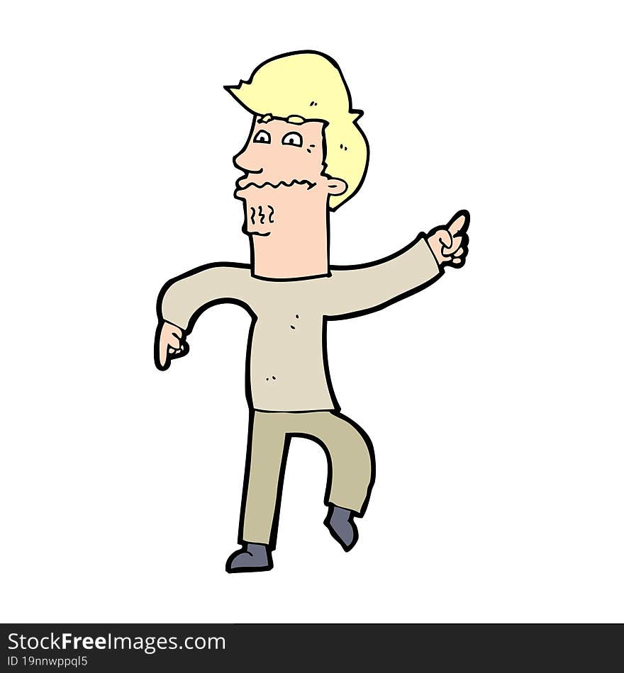 cartoon worried man pointing