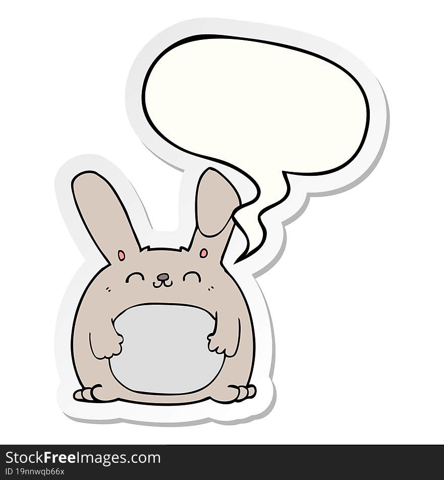 cartoon rabbit with speech bubble sticker. cartoon rabbit with speech bubble sticker