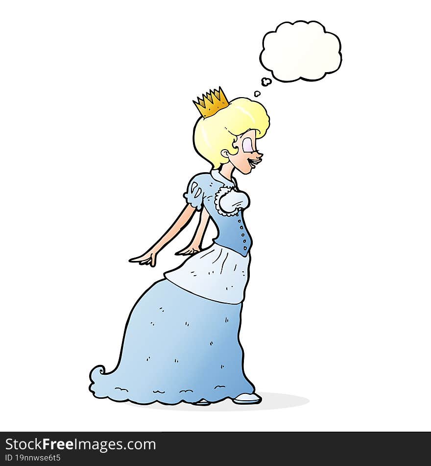 cartoon princess with thought bubble